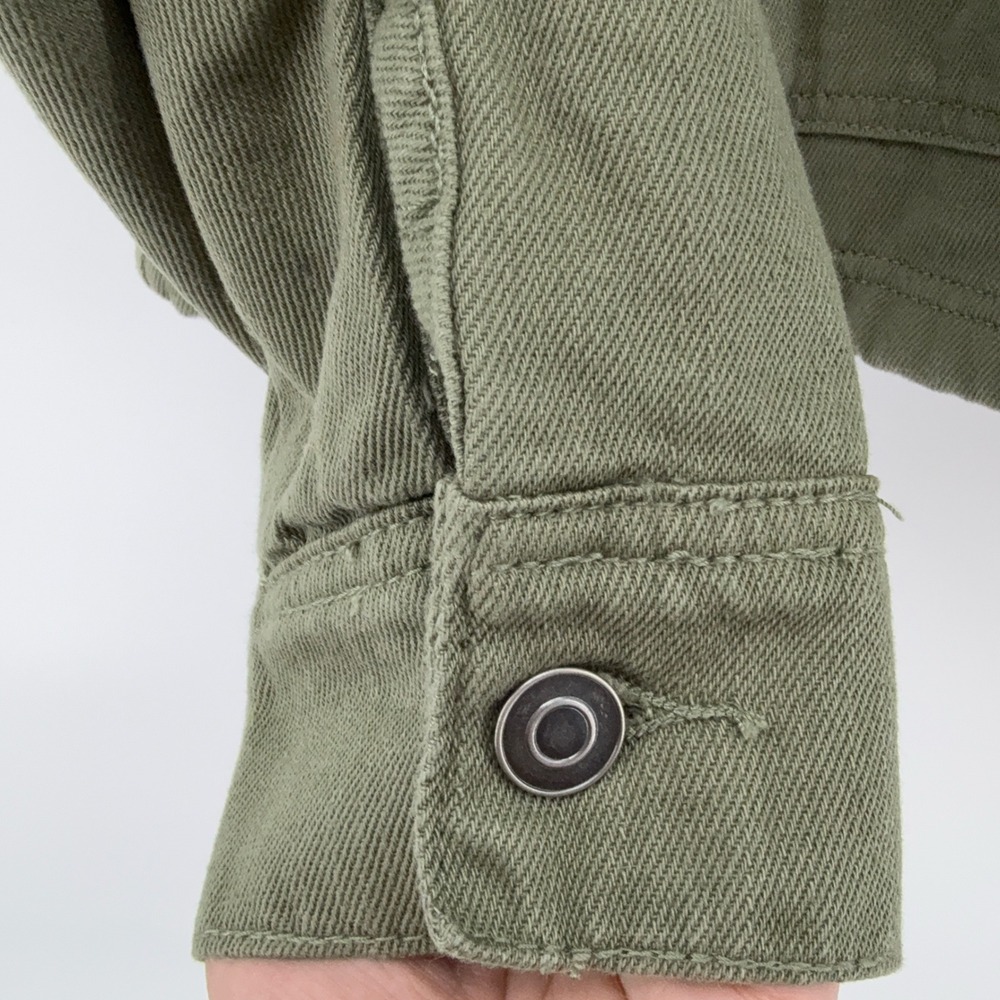 BP Wildfang Olive Green Faux Sherpa Collar Lined Button Front Jacket Chore NEW - Picture 3 of 14